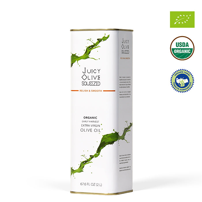Relish & Smooth | Organic Early Harvest Extra Virgin Olive Oil | 2 L Tin | Acidity ≤0.5%