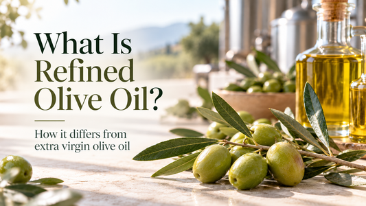 Refined olive oil vs extra virgin olive oil with fresh olives and laboratory testing