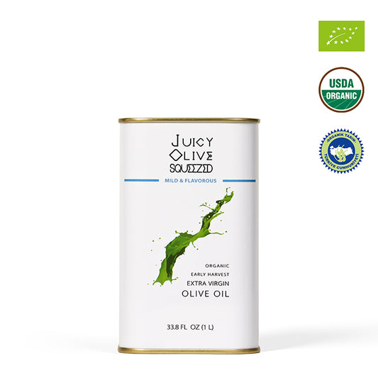 Mild & Flavorous | Organic Early Harvest Extra Virgin Olive Oil | 1 L Tin | Acidity ≤0.3%