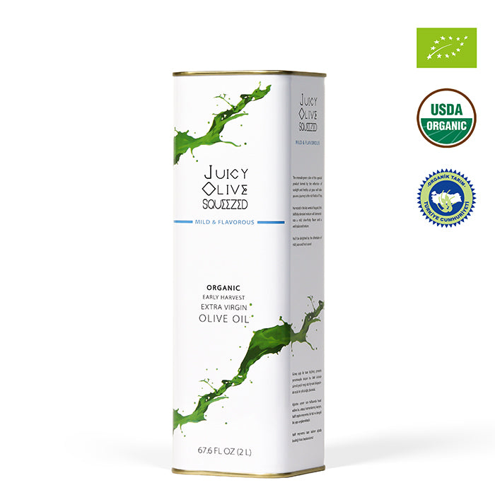 Mild & Flavorous | Organic Early Harvest Extra Virgin Olive Oil | (2 L Tin) | Acidity ≤0.3%