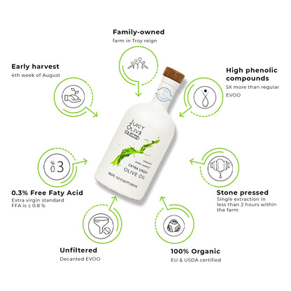 Mild & Flavorous | Organic Early Harvest Extra Virgin Olive Oil | (500 Ml Bottle) | Acidity ≤0.3%