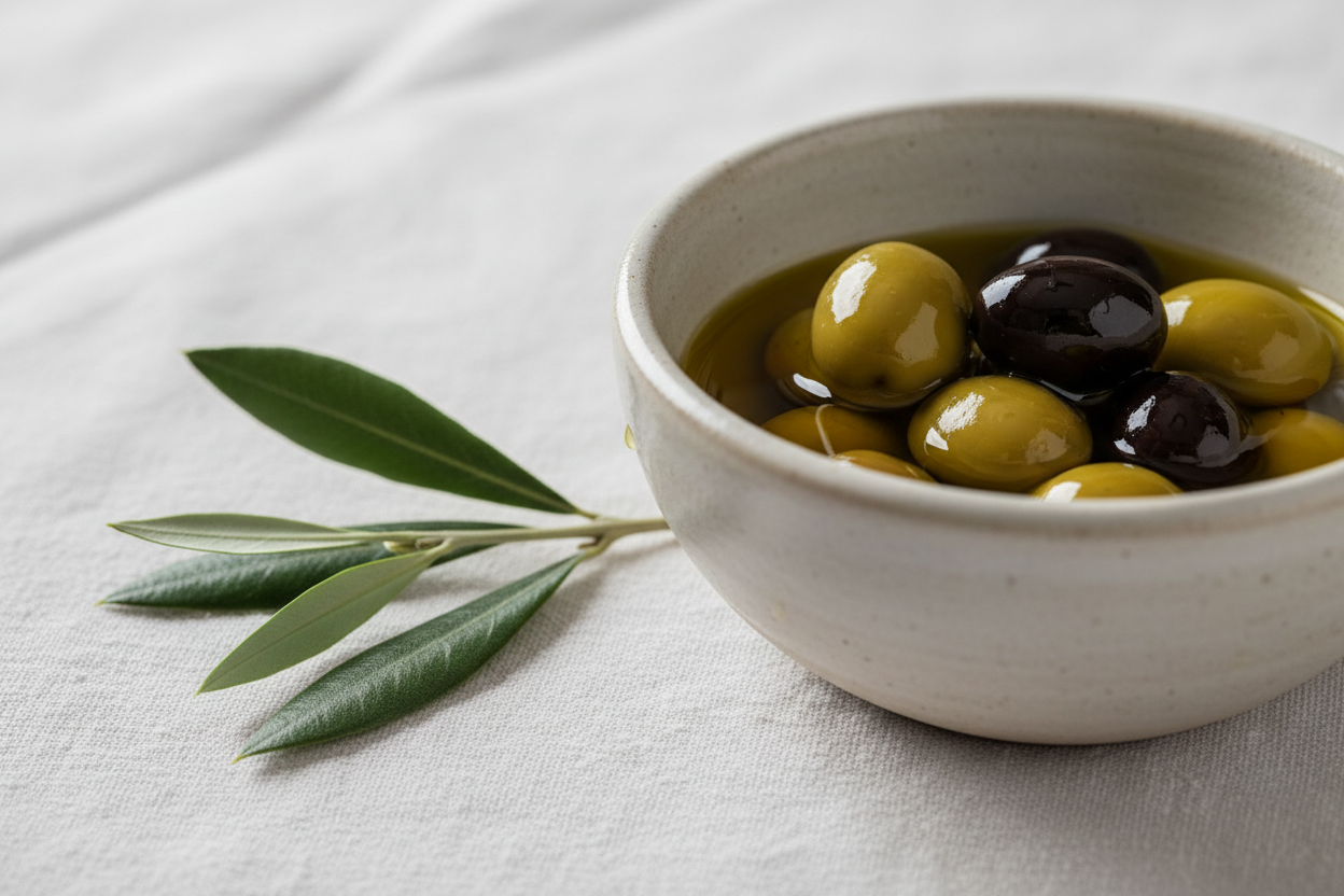 Green olives being milled in stainless steel machinery